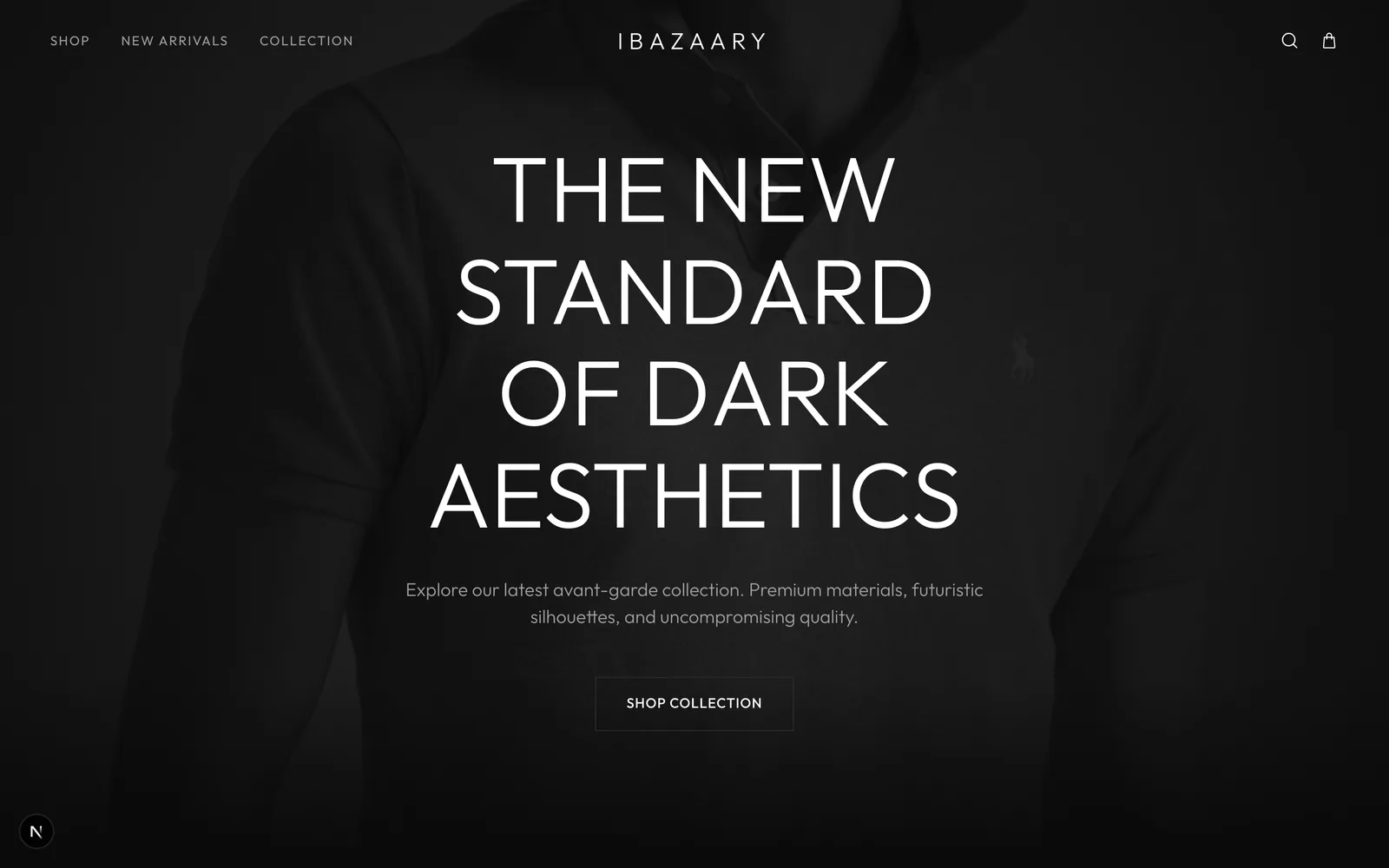 Night Shade storefront design, shown on a desktop browser